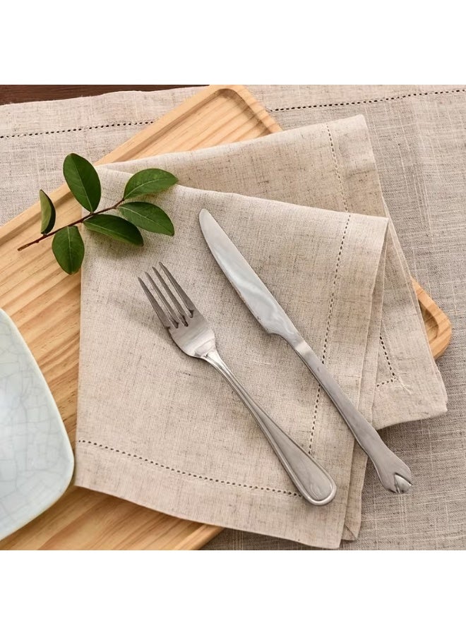 Khaki Linen Napkins Set of 4, 45 cm Elegant Square Table Decor - Image 1